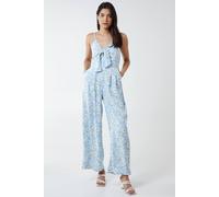 Blue Vanilla Women's Daisy Print Tie Front Jumpsuit in Blue | Size: 12