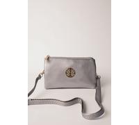 Blue Vanilla Women's Detailed Zip Up Purse With Detachable Strap in Silver Blue Vanilla Silver One Size