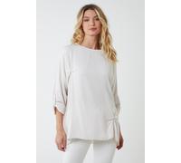 Blue Vanilla Women's Double Twist Oversize Turn Back Sleeve Top in Beige