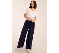 Blue Vanilla Women's Drawstring Wide Leg Trousers in Navy | Size: Medium/Large