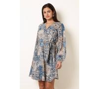 Blue Vanilla Women's Elasticated Blue Long Foil Patchwork Mini Dress Slip On V-neck Mini | Size: Large
