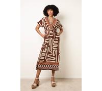 Blue Vanilla Dress With Abstract Print - S-M - Brown