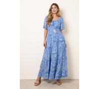 Blue Vanilla Ladder Trim Detailing Bardot Dress - M - Blue