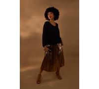 Blue Vanilla Women's Bronze Metallic Pleated Tulle Skirt | Size: Medium/Large Blue Vanilla Bronze M/L