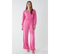 Blue Vanilla Women's Elasticated Waist Crossover Long Sleeve Jumpsuit in Pink Blue Vanilla Pink One Size