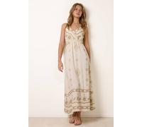 Blue Vanilla Embroidered Maxi Dress With Adjustable Straps - M-L - Ivory