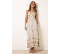 Blue Vanilla Women's Elasticated Waist Ivory Sleeveless V-neck Maxi Dress | Size: Medium/Large