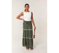 Blue Vanilla Women's Elasticated Waist Khaki Maxi Skirt | Size: Small/Medium