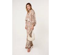 Blue Vanilla Printed Elasticated Trousers - L-XL - Light Brown
