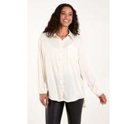 Blue Vanilla Women's Embellished Collar & Cuff Satin Shirt in Cream | Size: S/M Blue Vanilla Cream S/M