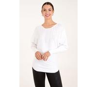 Blue Vanilla Embellished Pearl Knitted Jumper - S-M - Ivory