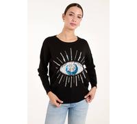 Blue Vanilla Women's Evil Eye Sequin Jumper in Silver | Size: Small/Medium