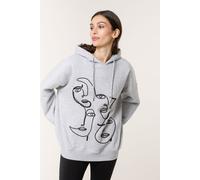 Blue Vanilla Women's Face Art Hoodie in Grey Blue Vanilla Grey One Size