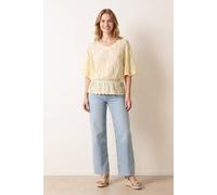 Blue Vanilla Women's Floral Lace Butterfly Sleeve Blouse in Lemon | Size: S/M Blue Vanilla Lemon S/M