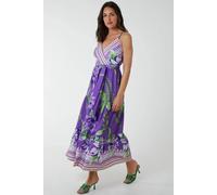 Blue Vanilla Women's Floral Wrap Maxi Dress in Purple | Size: 14