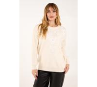 Blue Vanilla Flower Diamante Jumper - One Size - Cream