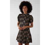 Blue Vanilla Women's Foil Zig Zag Puff Sleeve Swing Dress in Bronze | Size: 10 Blue Vanilla Bronze 10