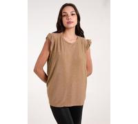 Blue Vanilla Frill Sleeve Metallic Top - M-L - Gold
