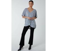 Blue Vanilla Women's Front Twist T-Shirt in Grey | Size: Small/Medium
