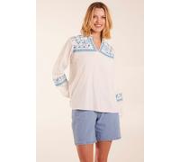 Blue Vanilla Women's Full Sleeve Embroidered Blouse in Ivory | Size: Medium Blue Vanilla Ivory M