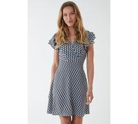 Blue Vanilla Women's Geo Print Wrap Dress in Black | Size: 10