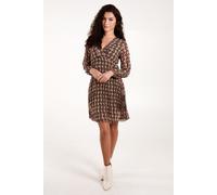 Geo Print Wrap Front Pleated Dress Blue Vanilla Khaki S