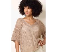 Blue Vanilla Mesh Knitted Top With Short Sleeves - One Size - Gold