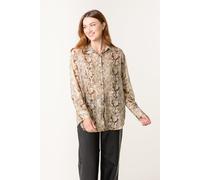 Blue Vanilla Women's Gold Snake Print Long Sleeve Shirt | Size: Medium Blue Vanilla Gold M