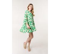 Blue Vanilla Tie Front Smock Dress - S - Green