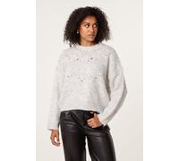 Blue Vanilla Diamante Round Neck Jumper - S-M - Grey