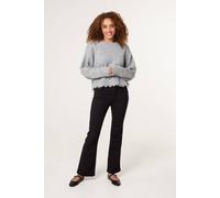 Blue Vanilla Women's Grey Lace Detailed Crew Neck Jumper | Size: S/M Blue Vanilla Grey S/M