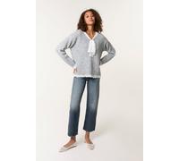 Blue Vanilla Women's Grey Lace Trim Pussybow Jumper | Size: S/M Blue Vanilla Grey S/M