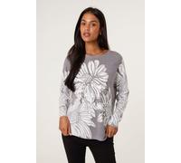 Blue Vanilla Large Sequin Flower Jumper - S-M - Grey