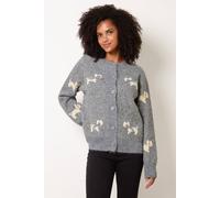 Blue Vanilla Women's Grey Long Sleeve Button Up Round Neck Cardigan Sweater | Size: Small