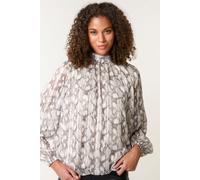 Blue Vanilla Grey Rhinestone Studded Snake Print Blouse Grey M