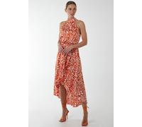 Blue Vanilla Women's Halter Midi Wrap Dress in Orange | Size: 10 Blue Vanilla Orange 10