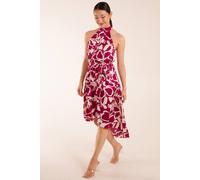 Blue Vanilla Women's Halter Midi Wrap Dress in Pink | Size: 10