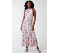 Blue Vanilla Women's Halterneck Tiered Midi Dress in Pink | Size: 12