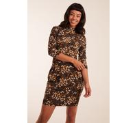 Blue Vanilla Women's High Neck 3/4 Sleeve Dress With Belt in Mustard | Size: 8 Blue Vanilla Mustard 8