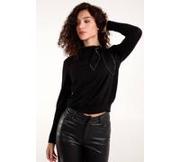 Blue Vanilla Women's High Neck Bow Jumper in Black | Size: Large
