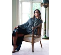 Blue Vanilla Women's High Neck Puffball Hem Blouse in Silver | Size: Medium Blue Vanilla Silver M