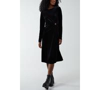 Blue Vanilla Women's High Neck With Keyhole Detail & Long Sleeve Dress in Black | Size: 10
