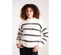 Blue Vanilla Women's Ivory Abstract Stripe Jumper | Size: Medium/Large Blue Vanilla Ivory M/L
