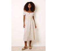 Blue Vanilla Women's Ivory Broderie Front Tie Midi Dress | Size: Small Blue Vanilla Ivory S