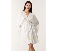 Blue Vanilla Women's Ivory Embellished Kimono Sleeve Mini Dress | Size: Large Blue Vanilla Ivory L