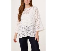 Blue Vanilla Women's Ivory Flower Crochet Long Sleeve Top | Size: Medium/Large Blue Vanilla Ivory M/L