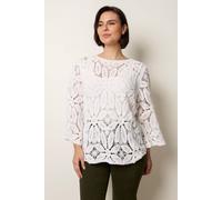 Blue Vanilla Flower Crochet Long Sleeve Top - S-M - Ivory