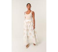 Blue Vanilla Women's Ivory Gold Palm Print Circle Skirt | Size: Medium/Large Blue Vanilla Ivory M/L