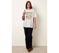 Blue Vanilla Women's Ivory Graphic Print Crew-Neck T-shirt | Size: Medium/Large Blue Vanilla Ivory M/L