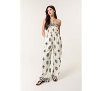 Blue Vanilla Women's Ivory Jumpsuit With Floral Print | Size: Medium/Large Blue Vanilla Ivory M/L